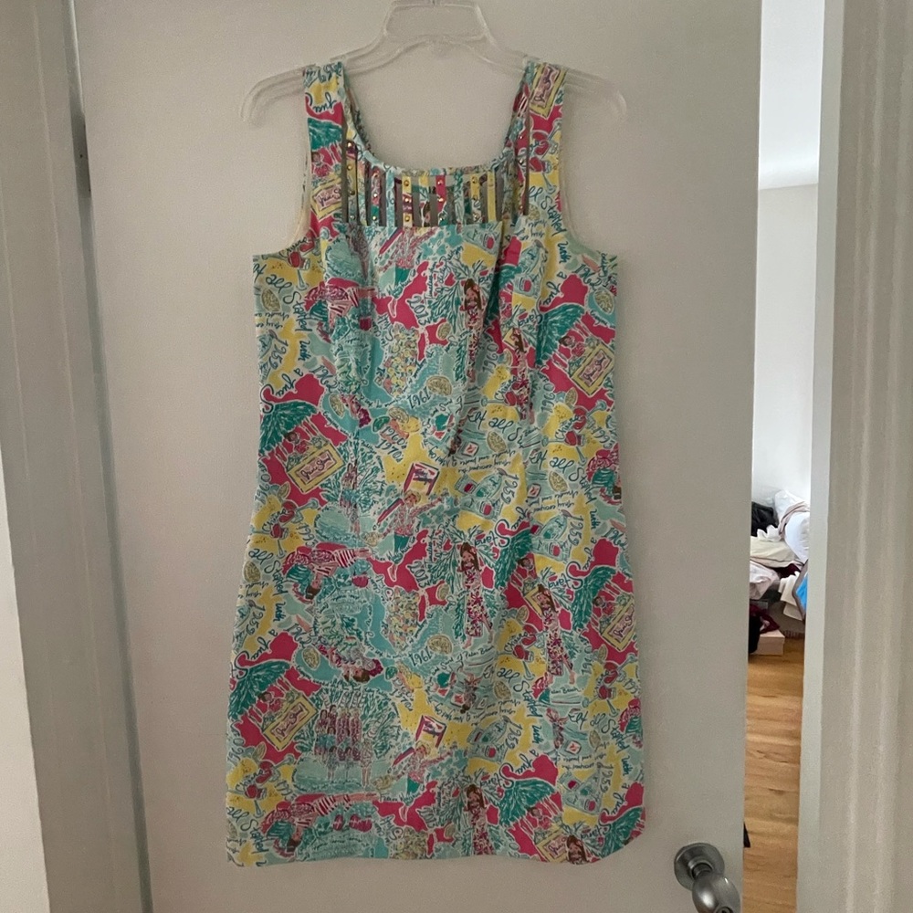 Lilly Pulitzer Multicolor Tropical Print Tank Dress (Teal, Pink, Yellow)